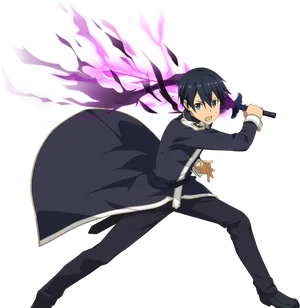Kirito Sword Art Online Action Pose PNG image