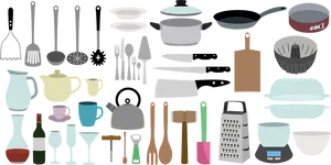 Kitchen Utensilsand Cookware Collection PNG image