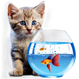 Kitten And Fishbowl PNG Gqr69 PNG