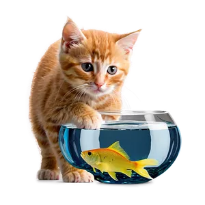 Kitten And Fishbowl PNG Twp64 PNG