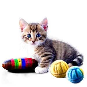 Kitten With Toys PNG Wau PNG