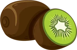Kiwi Fruit Cut Vector Illustration PNG image
