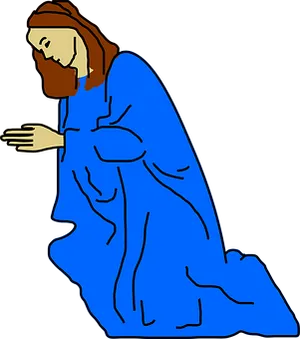 Kneeling Blue Robe Figure