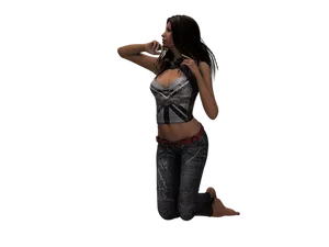Kneeling3 D Model Woman Pose