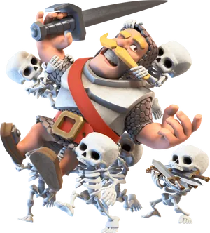Knight Battling Skeletons PNG image