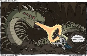 Knight Versus Fire Breathing Centipede PNG image