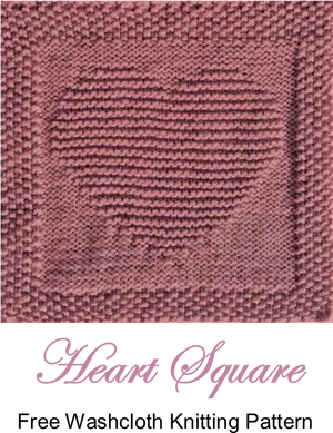 Knitted Heart Washcloth Pattern PNG image