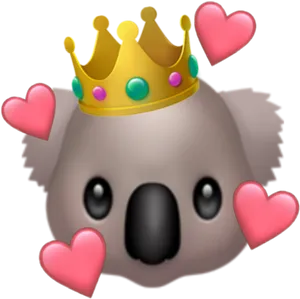 Koala Crown Hearts Emoji PNG image