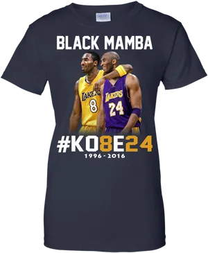 Kobe Bryant Black Mamba Tribute T Shirt PNG image