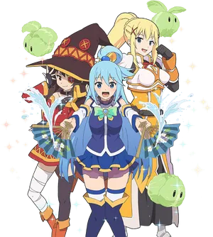 Kono Suba Characters Megumin Aqua Darkness PNG image