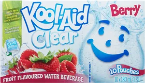 Kool Aid Clear Berry Flavored Water Beverage Packaging PNG image