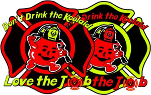 Kool Aid Man Firefighter Motivational Graphic PNG image