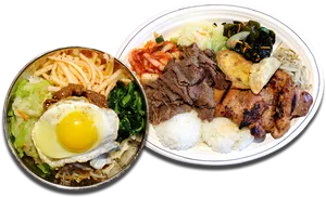 Korean Bibimbapand Meat Combo PNG image