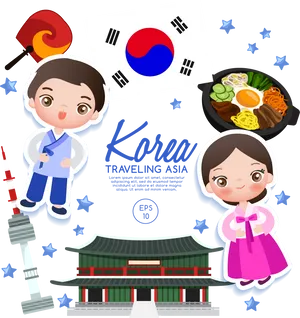Korean Culture Travel Vector Illustration PNG image