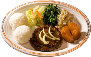 Korean Hamburger Steak Plate PNG