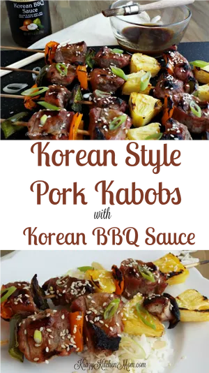 Korean Style Pork Kabobs B B Q Sauce PNG