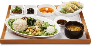 Korean Vegetarian Meal Spread PNG image