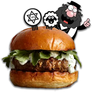 Kosher Certified Hamburger Cartoon Character PNG image
