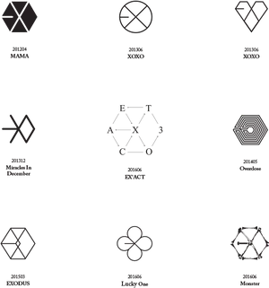 Kpop E X O Album Logos Collection PNG
