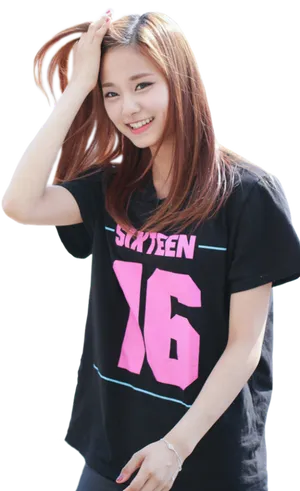 Kpop Star Sixteen Tshirt Smile PNG image