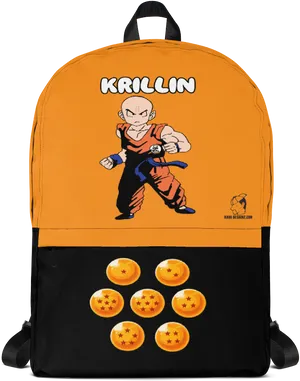 Krillin Character Backpackwith Dragon Balls PNG image