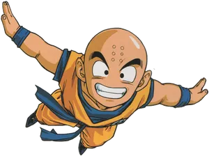 Krillin Flying Action Pose PNG image