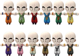 Krillin_ Multiple_ Outfits_ Animated_ Character PNG image