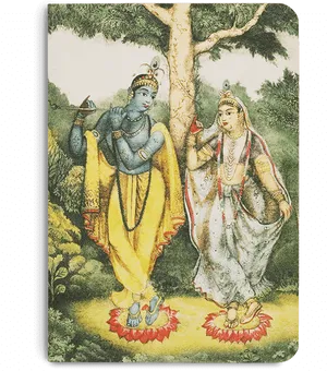 Krishna Radha Under Tree Art PNG image