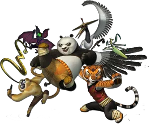 Kung Fu Panda Charactersin Action PNG image