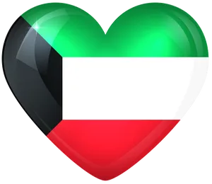 Kuwait Flag Heart Shaped Graphic PNG image