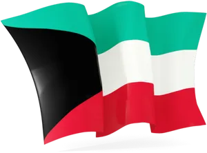 Kuwait National Flag Waving PNG image