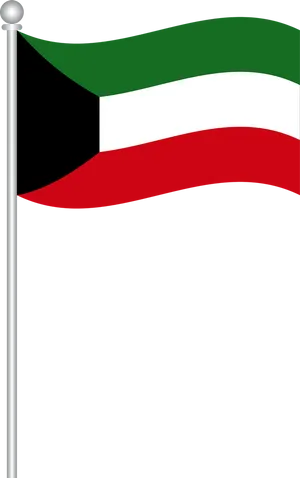 Kuwait National Flag Waving PNG image