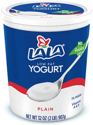 L A L A Low Fat Plain Yogurt Container PNG image