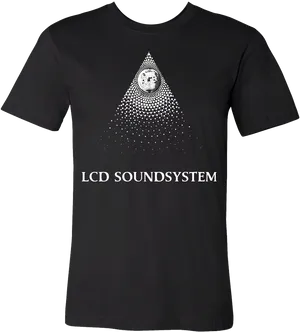 L C D Soundsystem Black Shirt Design PNG image