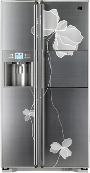 L G Floral Design Refrigerator PNG image