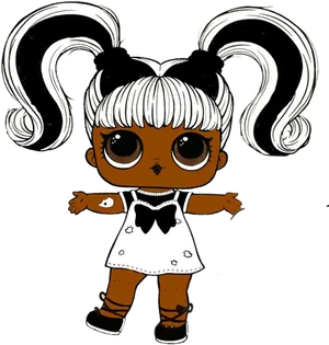 L O L Doll Blackand White Illustration PNG image