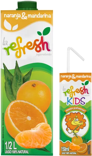 La Refresh Natural Orange Mandarin Juice Packaging PNG