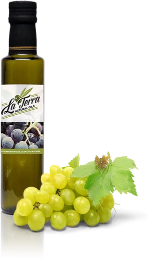 La Terra Natural Oils Bottleand Grapes PNG image