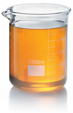 Laboratory Beaker Filled With Orange Liquid