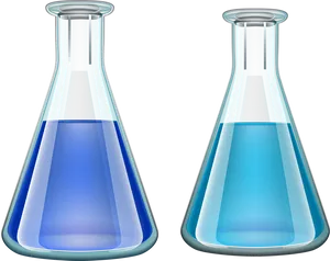 Laboratory Beakerswith Blue Liquids