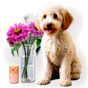 Labradoodle And Flowers Png 06262024 PNG image