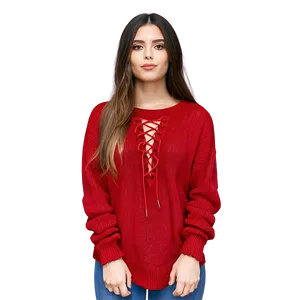 Lace-up Red Sweater PNG 06292024 PNG
