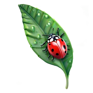 Ladybug On Dewy Leaf PNG Oki87