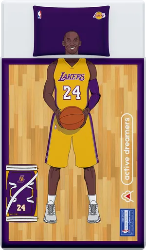 Lakers Basketball Player Bedding Set PNG image