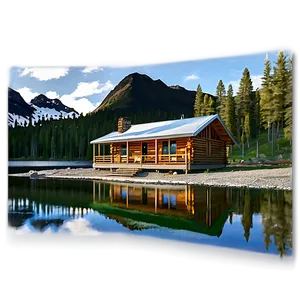 Lakeside Log Cabin Escape PNG 06122024