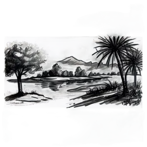 Landscape Sketch Drawing PNG Vvq3