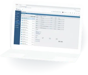 Laptop Screen Displaying Data Management Software PNG image