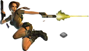 Lara Croft Action Shot PNG image