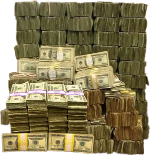 Large Cash Stacks Wealth Concept PNG image