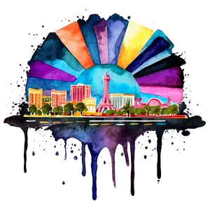 Las Vegas Skyline Watercolor Png Qav PNG image